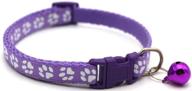 🐾 paw print pet collar: adjustable nylon bell collar in blue, pink, green or purple for cats and dogs logo