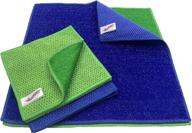 versatile and odor-free microfiber scrub clean cloth 8-pack for kitchen, household, and dish cleaning - non-scratch, machine washable - assorted blue & green colors logo