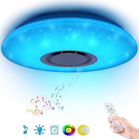 img 3 attached to 🎵 Enhanced Music Ceiling Light: Bluetooth Speaker, Smart APP, Remote Control | High Sound Quality, Dimmable, Modern Flush Mount Lamp | 24W RGB Color Changing, Family Party Star Lights