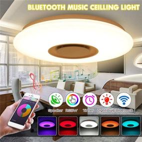 img 2 attached to 🎵 Enhanced Music Ceiling Light: Bluetooth Speaker, Smart APP, Remote Control | High Sound Quality, Dimmable, Modern Flush Mount Lamp | 24W RGB Color Changing, Family Party Star Lights