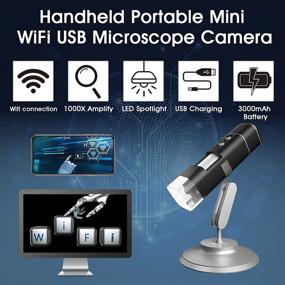 img 1 attached to 🔬 Versatile Wireless Digital Microscope: 50X-1000X 1080P Handheld Portable Mini WiFi USB Microscope with 8 LED Lights for Android, iOS, Windows, and MacOS