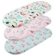 tontukatu bassinet sheet set 3 pack: ultra-soft jersey knit for halo, 🛏️ miclassic, chicco lullago mattress - flamingo elephant horse - light green pink sheets logo