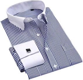 img 3 attached to 👔 Cloudstyle Button Stripe Checked Dress Shirt for Men: Premium Men's Clothing Collection