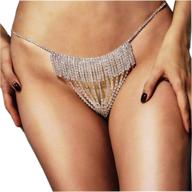 💎 women's silver rhinestone g-string thong panties with crystal tassel body chain - sexy bridal jewelry for nightclub logo