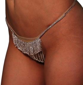 img 1 attached to 💎 Women's Silver Rhinestone G-String Thong Panties with Crystal Tassel Body Chain - Sexy Bridal Jewelry for Nightclub