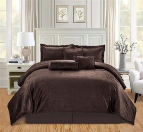 img 4 attached to 🛏️ Supreme Comfort: GrandLinen 7-Piece Queen Size Solid Brown Micromink Velvet Comforter Set: Luxurious Warm Bedding with Accent Pillows and Bed Skirt