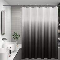 🚿 waterproof black shower curtain, hotel quality fabric bath curtain with hooks, white ombre waffle weave bathroom curtains set, washable and durable, 72" x 72 logo