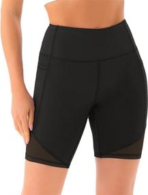 img 2 attached to 🩳 High Waist Mesh Yoga Shorts for Women with Deep Pockets - VOEONS Biker Shorts for Women's Workout