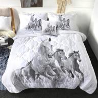 vintage farm animal horse comforter set - black and white running horses queen size bed set - 4 piece western quilts for queen bed by sleepwish logo