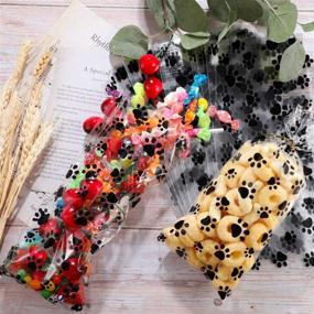 img 2 attached to 🐾 150 Clear Paw Print Treat Bags with Twist Ties - Perfect Pet Gift Bags for Party Supplies (Style 1)