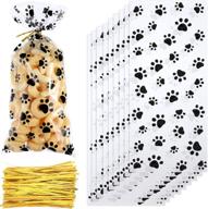 🐾 150 clear paw print treat bags with twist ties - perfect pet gift bags for party supplies (style 1) logo