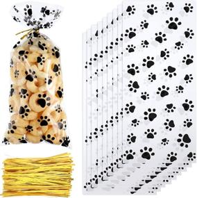 img 4 attached to 🐾 150 Clear Paw Print Treat Bags with Twist Ties - Perfect Pet Gift Bags for Party Supplies (Style 1)