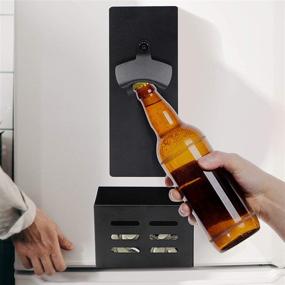 img 2 attached to 🍺 KARAZZO Wall-Mounted Magnet Bottle Opener, Cap Catcher - Perfect Gift for Men, Women, and Family - Ideal for Beer Lovers (Black)