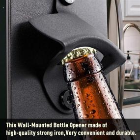 img 1 attached to 🍺 KARAZZO Wall-Mounted Magnet Bottle Opener, Cap Catcher - Perfect Gift for Men, Women, and Family - Ideal for Beer Lovers (Black)