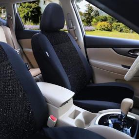 img 2 attached to Leader Accessories 2pc Black Front Seat Covers with Airbag Velvet Fabric - Blingbling Vehicle Seat Protector