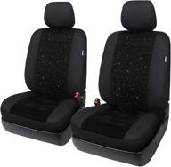 leader accessories 2pc black front seat covers with airbag velvet fabric - blingbling vehicle seat protector logo