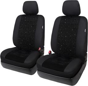 img 4 attached to Leader Accessories 2pc Black Front Seat Covers with Airbag Velvet Fabric - Blingbling Vehicle Seat Protector