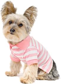 img 1 attached to 🐶 Stinky G Pink Stripe Dog Polo Shirt: Stylish and Odor-Controlling Canine Attire