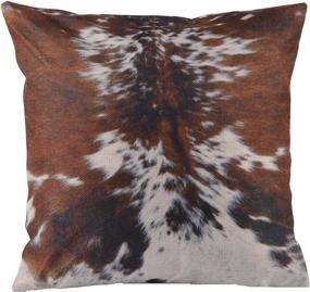 img 3 attached to 🐄 Set of 2 Leaveland Tricolor Brown Cowhide Cow Skin Print Throw Pillow Covers - Luxury Decorative Cotton Linen Pillowcases, 18 x 18 Inch for Sofa, Bedroom, Home Decor Cushions