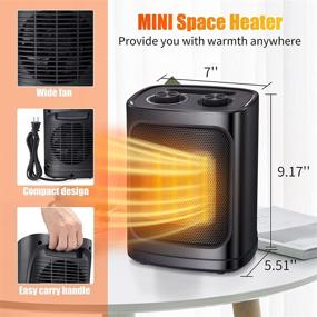 img 2 attached to 🔥 ETL Certified Antarctic Star Space Heater – Portable Ceramic Fan Mini Heater with 3 Modes Thermostat for Indoor Use, Tip Overheat Protection – Quiet Office, Room, Desk and Home Heating
