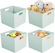 📦 mint green mdesign cube storage bins - organize toys and clothes in play room, office, closet - ligne collection (4 pack) logo