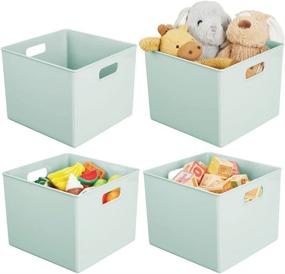 img 4 attached to 📦 Mint Green mDesign Cube Storage Bins - Organize Toys and Clothes in Play Room, Office, Closet - Ligne Collection (4 Pack)