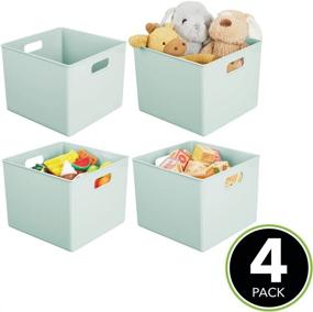img 3 attached to 📦 Mint Green mDesign Cube Storage Bins - Organize Toys and Clothes in Play Room, Office, Closet - Ligne Collection (4 Pack)