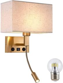 img 2 attached to 🔌 Hardwired Wall Lamp with USB Charging Port and On/Off Switch - Wall Sconce Ideal for Hotels, Bedrooms, Living Rooms, and Corridors