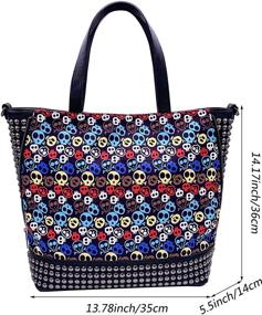 img 3 attached to 👜 Edgy Women's Skull Print Hobo Tote: Punk Handbag and Purse Set - Leather Shoulder Bag Combo
