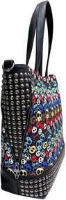 img 2 attached to 👜 Edgy Women's Skull Print Hobo Tote: Punk Handbag and Purse Set - Leather Shoulder Bag Combo