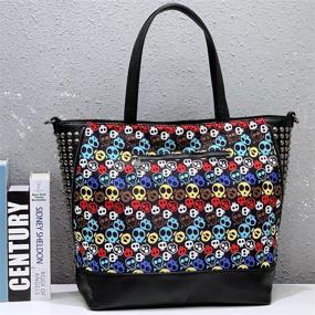 img 1 attached to 👜 Edgy Women's Skull Print Hobo Tote: Punk Handbag and Purse Set - Leather Shoulder Bag Combo