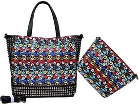 img 4 attached to 👜 Edgy Women's Skull Print Hobo Tote: Punk Handbag and Purse Set - Leather Shoulder Bag Combo