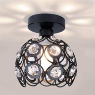 💡 stylish industrial vintage ceiling light with metal crystal shade - modern farmhouse semi flush mount fixture for kitchen, hallway, foyer, bathroom, closet logo