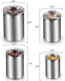 img 3 attached to 🏺 4-Piece Stainless Steel Kitchen Canister Set with Airtight Glass Lids - Ideal for Kitchen Counter Storage of Coffee, Tea, Nuts, Sugar, Flour