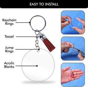 img 3 attached to 🔑 Muraak Acrylic Keychain Blanks for Vinyl Crafts - 120 Pcs Clear Acrylic Blanks, Jump Rings, Keychain Rings, and Tassels DIY Set