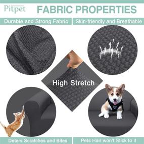 img 2 attached to 🛋️ Pitpet Thickened Sofa Cover: High Stretch Couch Protector for Dogs & Pets - Unique Pattern, Anti-Slip Slipcover - Large, Grey