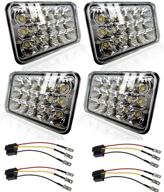 утвержденные dot передние фары turbo sii led 4x6 hi/lo с герметичным лучом, замена ламп h4651 h4656, фары для грузовиков kenworth t600 w900 t800, peterbilt 379, s10 rv, freightliner semi - 4 шт. логотип