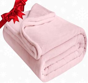 img 4 attached to 🛋️ ViscoSoft Fleece Blanket Twin Size - Cozy & Plush Comforter in Blush Pink for Sofa, Bed, Couch - Lightweight Design, All-Season Usage