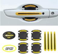 🚪 noi 8pcs universal 3d carbon fiber texture car door handle bowl protectors in yellow - scratch resistant car accessories for enhanced outdoor safety & stylish decoration logo