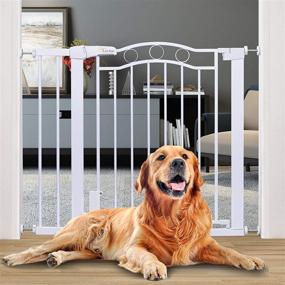 img 4 attached to 🚧 LuxAPP Baby Gate with Door - Extra Wide Walk Through Baby Gate - Pressure Mount Baby Gate - Metal Doorway Baby Gate for Stairs - Dog Gate with Door - 29.5″-40.5″ Width - 32″ Height