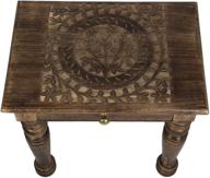 🌳 tree of life carved square wooden side end table by savon logo