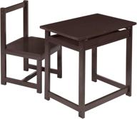 solid wood kids desk and chair set, espresso - amazon basics logo