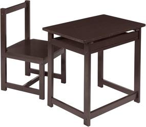 img 4 attached to Solid Wood Kids Desk and Chair Set, Espresso - Amazon Basics