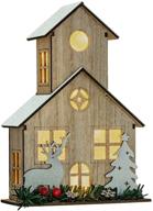 🏠 wooden christmas house wall hanging decor - 8.5 inches, battery operated led lights with timer, table decoration logo