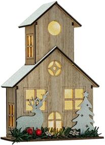 img 4 attached to 🏠 Wooden Christmas House Wall Hanging Decor - 8.5 Inches, Battery Operated LED Lights with Timer, Table Decoration