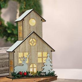 img 1 attached to 🏠 Wooden Christmas House Wall Hanging Decor - 8.5 Inches, Battery Operated LED Lights with Timer, Table Decoration