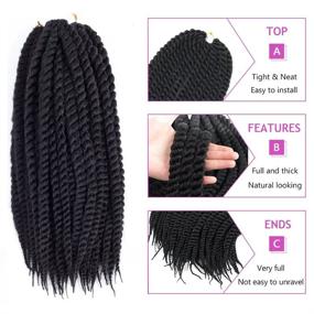 img 3 attached to 🔥 Premium Havana Twist Crochet Hair 6 Packs | 18 inch Crochet Braids | Senegalese Twist Crochet Braiding Hair (1B)