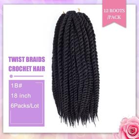 img 2 attached to 🔥 Premium Havana Twist Crochet Hair 6 Packs | 18 inch Crochet Braids | Senegalese Twist Crochet Braiding Hair (1B)