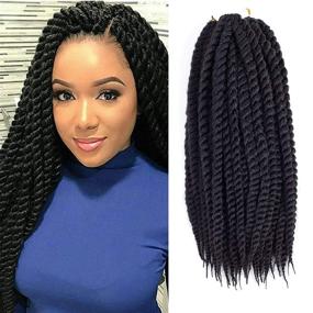 img 4 attached to 🔥 Premium Havana Twist Crochet Hair 6 Packs | 18 inch Crochet Braids | Senegalese Twist Crochet Braiding Hair (1B)