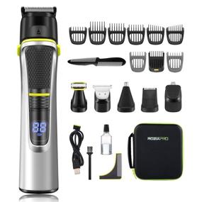 img 4 attached to 🧔 Roziapro Beard Trimmer for Men: 15 in 1 Grooming Kit, Cordless Hair Clippers, Nose Hair Trimmer, IPX5 Waterproof, USB Charging